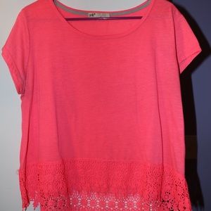 Pink tee with lace
